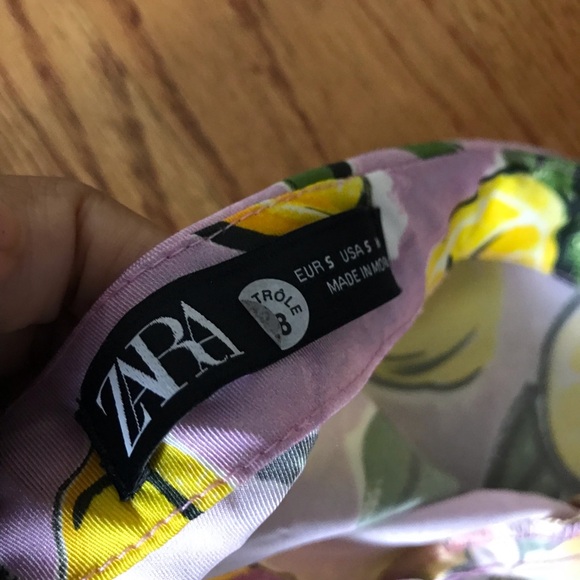 Zara Lemon Print Pink Midi Skirt - Picture 7 of 10